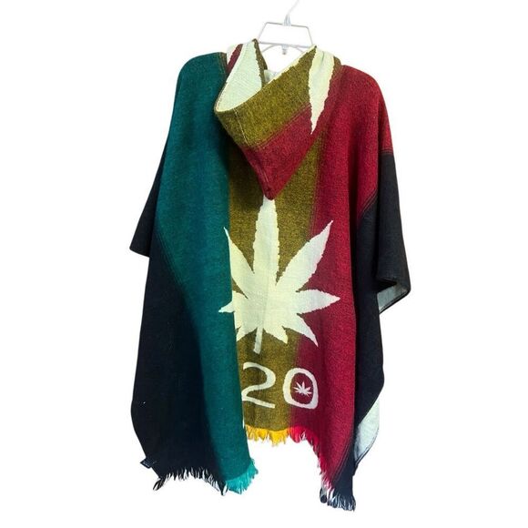 Indian Creations By Incas Unisex Wool 4-20 Hoodie Poncho One size - Picture 2 of 4